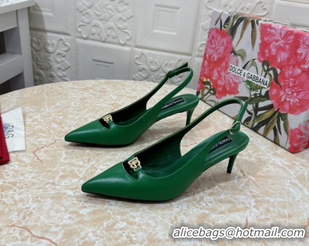 Grade Quality Dolce & Gabbana Lollo Nappa Leather slingbacks Pump 6.5cm DG121106 Green 2026