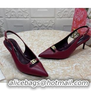 Unique Style Dolce & Gabbana Lollo Nappa Leather slingbacks Pump 6.5cm DG121106 Dark Burgundy 2026