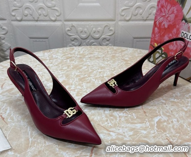 Unique Style Dolce & Gabbana Lollo Nappa Leather slingbacks Pump 6.5cm DG121106 Dark Burgundy 2026