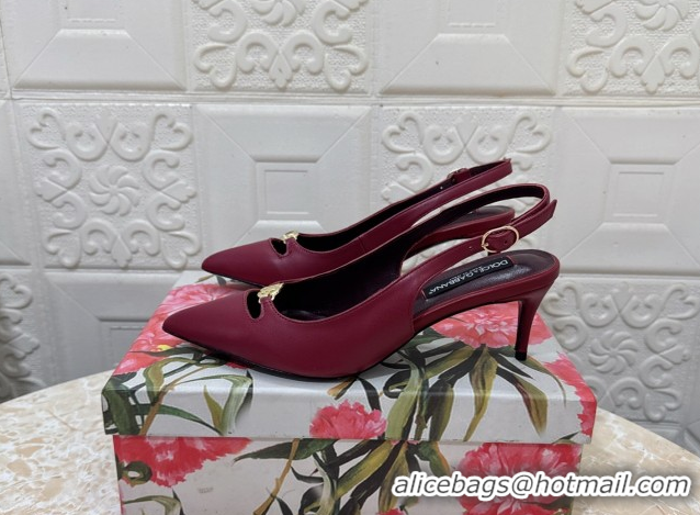 Unique Style Dolce & Gabbana Lollo Nappa Leather slingbacks Pump 6.5cm DG121106 Dark Burgundy 2026