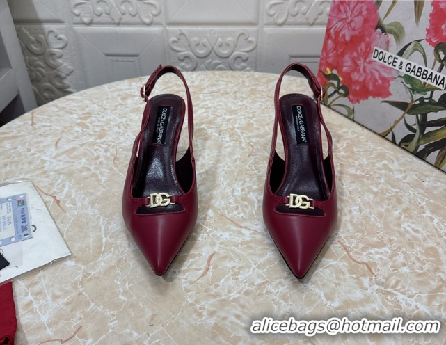 Unique Style Dolce & Gabbana Lollo Nappa Leather slingbacks Pump 6.5cm DG121106 Dark Burgundy 2026