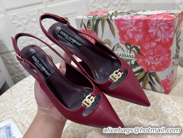 Unique Style Dolce & Gabbana Lollo Nappa Leather slingbacks Pump 6.5cm DG121106 Dark Burgundy 2026