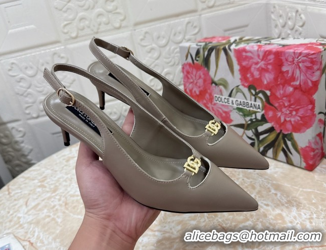 Durable Dolce & Gabbana Lollo Nappa Leather slingbacks Pump 6.5cm DG121106 Grey 2026