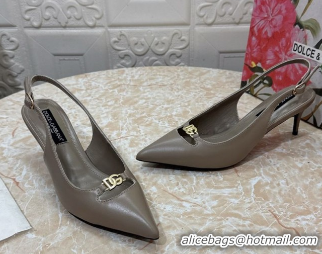 Durable Dolce & Gabbana Lollo Nappa Leather slingbacks Pump 6.5cm DG121106 Grey 2026
