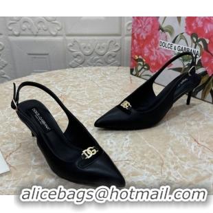 Luxurious Dolce & Gabbana Lollo Nappa Leather slingbacks Pump 6.5cm DG121106 Black 2026