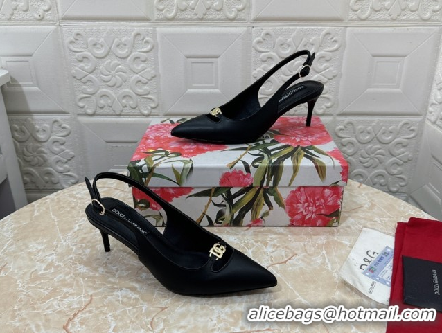 Luxurious Dolce & Gabbana Lollo Nappa Leather slingbacks Pump 6.5cm DG121106 Black 2026