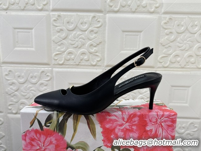Luxurious Dolce & Gabbana Lollo Nappa Leather slingbacks Pump 6.5cm DG121106 Black 2026