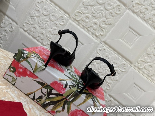 Luxurious Dolce & Gabbana Lollo Nappa Leather slingbacks Pump 6.5cm DG121106 Black 2026