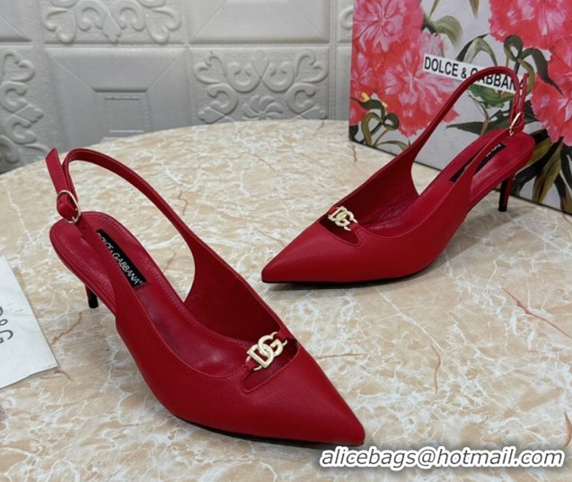 Luxury Dolce & Gabbana Lollo Nappa Leather slingbacks Pump 6.5cm DG121106 Red 2026