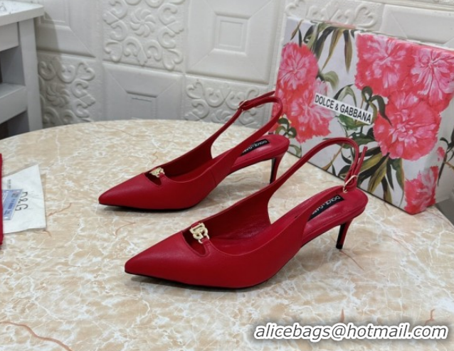 Luxury Dolce & Gabbana Lollo Nappa Leather slingbacks Pump 6.5cm DG121106 Red 2026