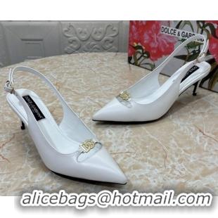 Buy Discount Dolce & Gabbana Lollo Nappa Leather slingbacks Pump 6.5cm DG121106 White 2026
