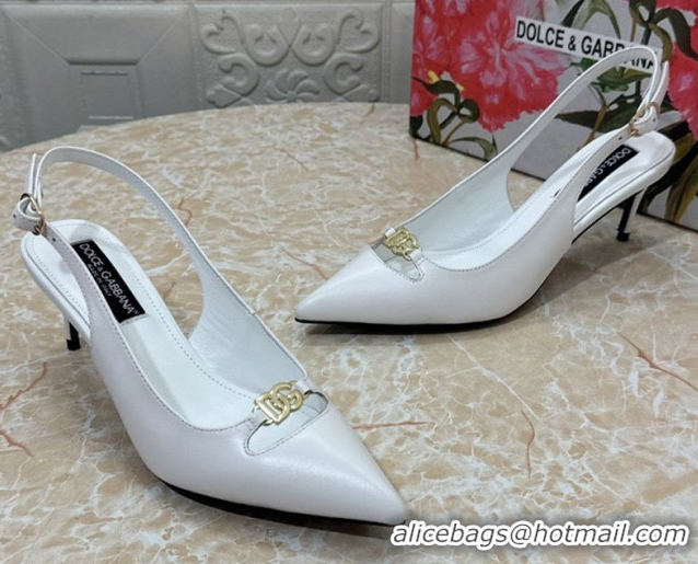 Buy Discount Dolce & Gabbana Lollo Nappa Leather slingbacks Pump 6.5cm DG121106 White 2026
