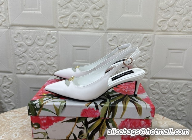 Buy Discount Dolce & Gabbana Lollo Nappa Leather slingbacks Pump 6.5cm DG121106 White 2026