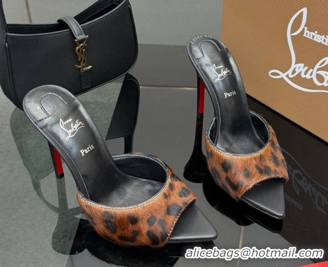 Best Price Christian Louboutin Miss Z Heel Slides Sandal 10cm in Printed Mohair Brown 1209087 2026