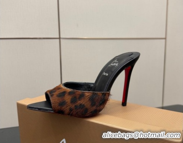 Best Price Christian Louboutin Miss Z Heel Slides Sandal 10cm in Printed Mohair Brown 1209087 2026