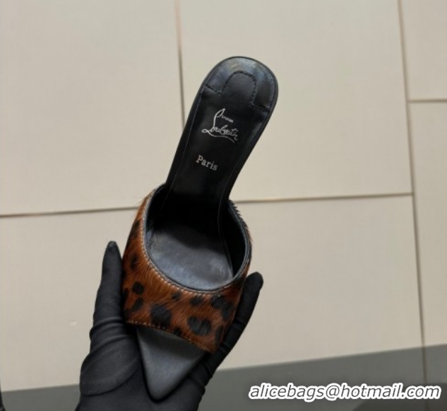 Best Price Christian Louboutin Miss Z Heel Slides Sandal 10cm in Printed Mohair Brown 1209087 2026