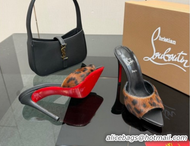 Best Price Christian Louboutin Miss Z Heel Slides Sandal 10cm in Printed Mohair Brown 1209087 2026