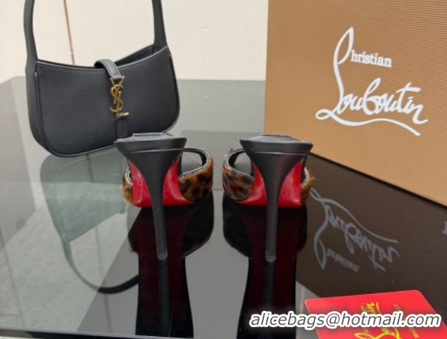 Best Price Christian Louboutin Miss Z Heel Slides Sandal 10cm in Printed Mohair Brown 1209087 2026