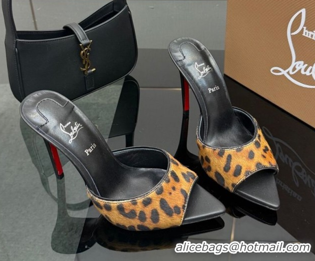 Luxury Christian Louboutin Miss Z Heel Slides Sandal 10cm in Printed Mohair Beige 1209088 2026