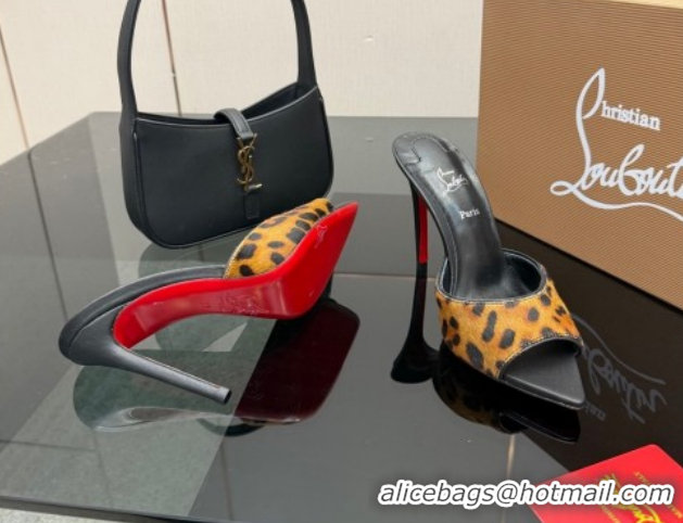 Luxury Christian Louboutin Miss Z Heel Slides Sandal 10cm in Printed Mohair Beige 1209088 2026