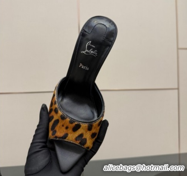 Luxury Christian Louboutin Miss Z Heel Slides Sandal 10cm in Printed Mohair Beige 1209088 2026