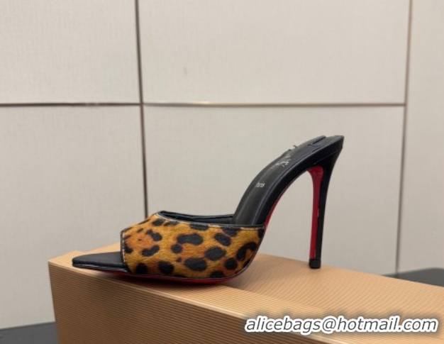 Luxury Christian Louboutin Miss Z Heel Slides Sandal 10cm in Printed Mohair Beige 1209088 2026