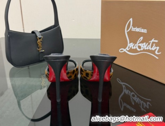 Luxury Christian Louboutin Miss Z Heel Slides Sandal 10cm in Printed Mohair Beige 1209088 2026