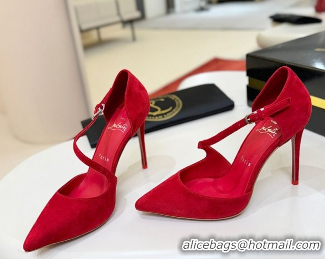 Shop Cheap Christian Louboutin Miss Ziggyta Heel Pumps 10cm with Strap in Suede Red 1209090 2026