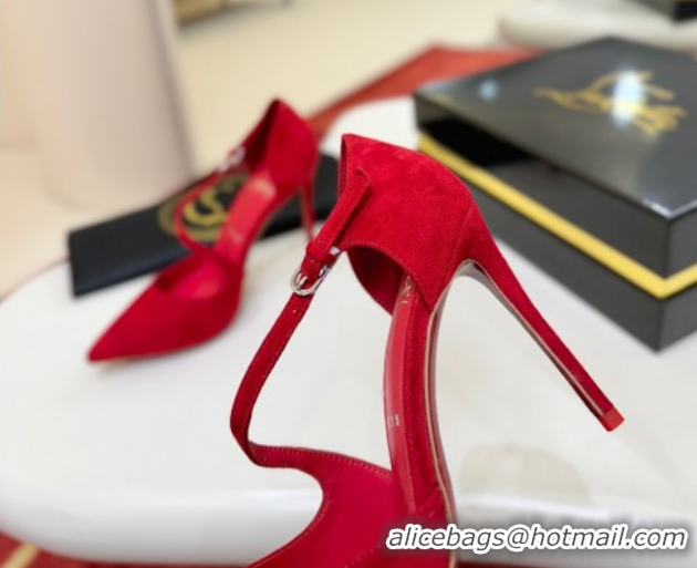 Shop Cheap Christian Louboutin Miss Ziggyta Heel Pumps 10cm with Strap in Suede Red 1209090 2026
