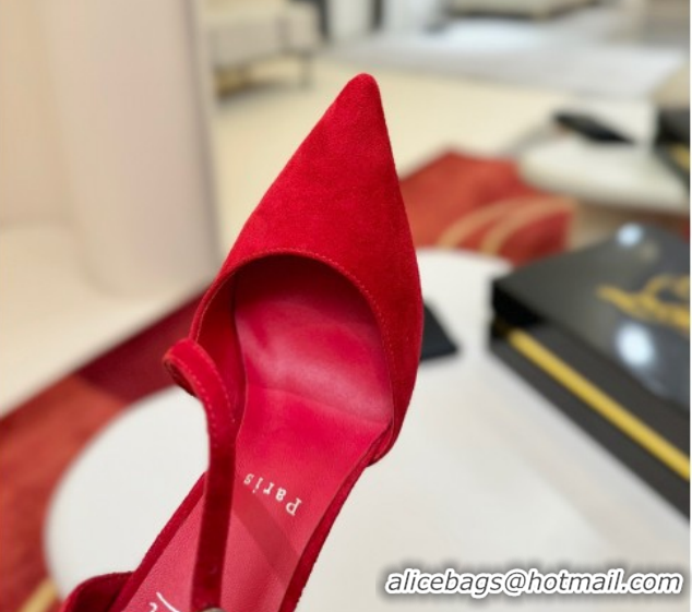 Shop Cheap Christian Louboutin Miss Ziggyta Heel Pumps 10cm with Strap in Suede Red 1209090 2026