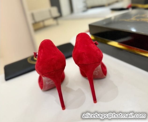 Shop Cheap Christian Louboutin Miss Ziggyta Heel Pumps 10cm with Strap in Suede Red 1209090 2026