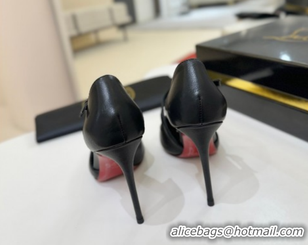 Low Price Christian Louboutin Miss Ziggyta Heel Pumps 10cm with Strap in Leather Black 1209091 2026