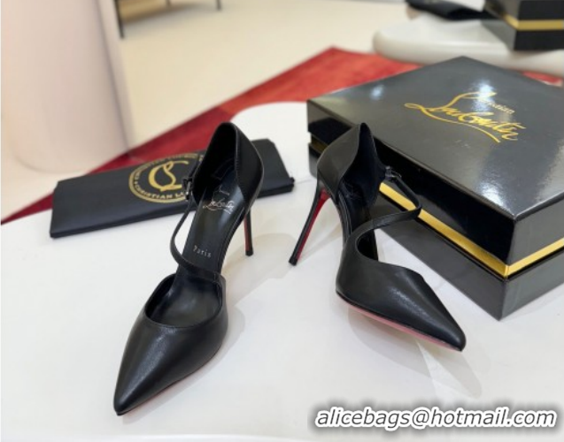 Low Price Christian Louboutin Miss Ziggyta Heel Pumps 10cm with Strap in Leather Black 1209091 2026