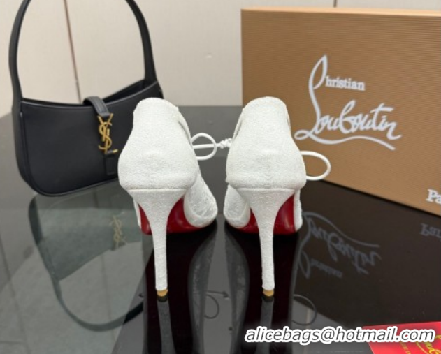 Top Design Christian Louboutin KM Lace Pumps 10cm with Lacing White 1209092 2026