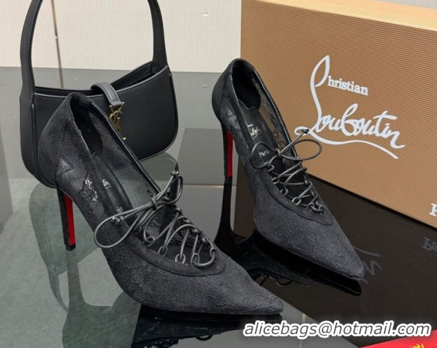 Lower Price Christian Louboutin KM Lace Pumps 10cm with Lacing Black 1209093 2026