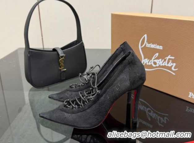 Lower Price Christian Louboutin KM Lace Pumps 10cm with Lacing Black 1209093 2026