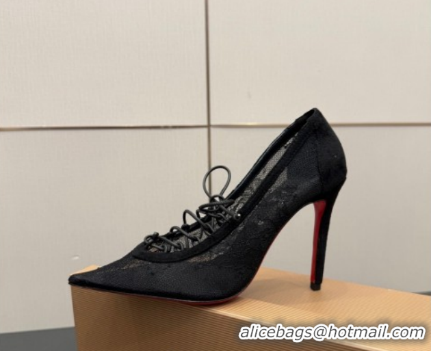 Lower Price Christian Louboutin KM Lace Pumps 10cm with Lacing Black 1209093 2026