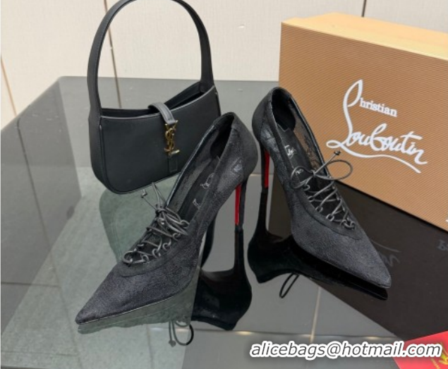 Lower Price Christian Louboutin KM Lace Pumps 10cm with Lacing Black 1209093 2026