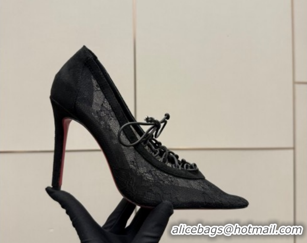 Lower Price Christian Louboutin KM Lace Pumps 10cm with Lacing Black 1209093 2026