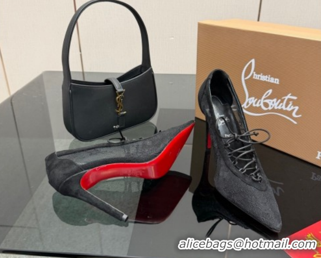 Lower Price Christian Louboutin KM Lace Pumps 10cm with Lacing Black 1209093 2026