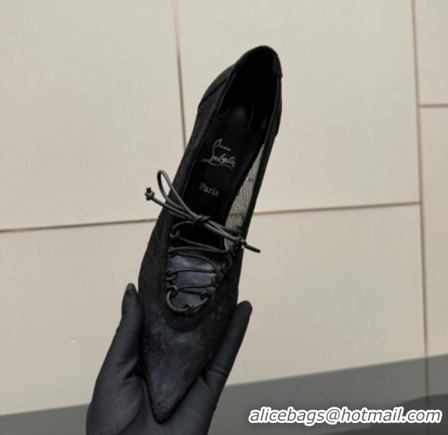 Lower Price Christian Louboutin KM Lace Pumps 10cm with Lacing Black 1209093 2026