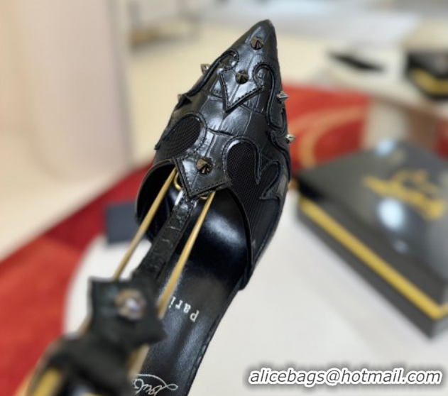Popular Style Christian Louboutin Teetiag Sandals 10cm in Embossed Leather and Mesh Black 1209096 2026
