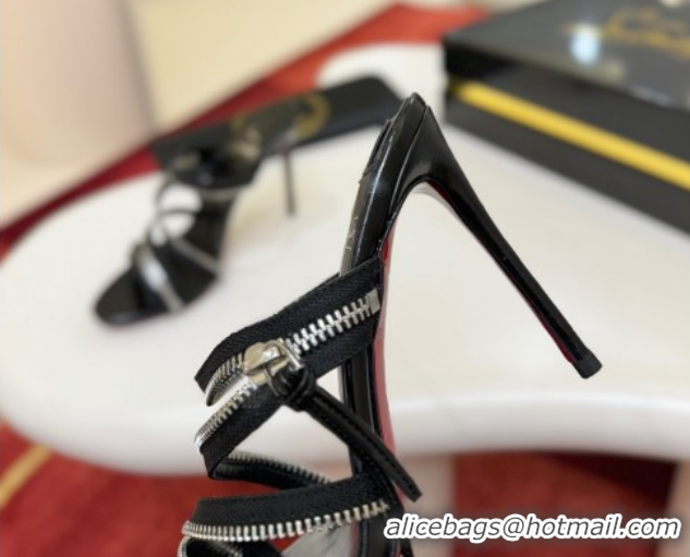 Sophisticated Christian Louboutin Zip Heel Slides Sandal 10cm in Leather CL120901 Black 2026