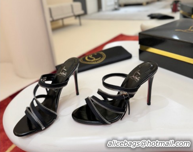 Sophisticated Christian Louboutin Zip Heel Slides Sandal 10cm in Leather CL120901 Black 2026