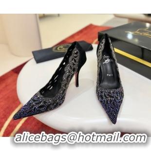 Cheap Price Christian Louboutin Miss Z Pumps 10cm in Strass and Cut-out Suede 1209103 Black 2026