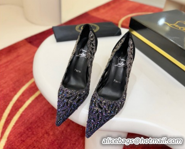 Cheap Price Christian Louboutin Miss Z Pumps 10cm in Strass and Cut-out Suede 1209103 Black 2026
