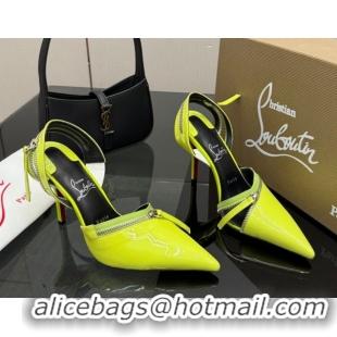 Classic Hot Christian Louboutin Zip Heel Sandals 10.5cm in Patent Leather Neon Green CL120901 2026