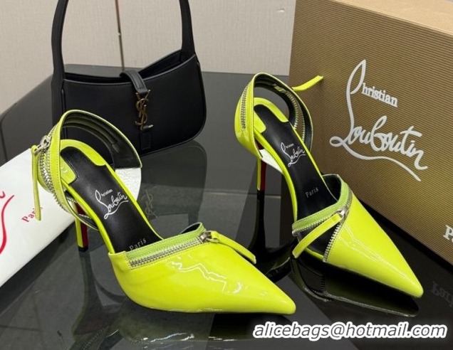 Classic Hot Christian Louboutin Zip Heel Sandals 10.5cm in Patent Leather Neon Green CL120901 2026