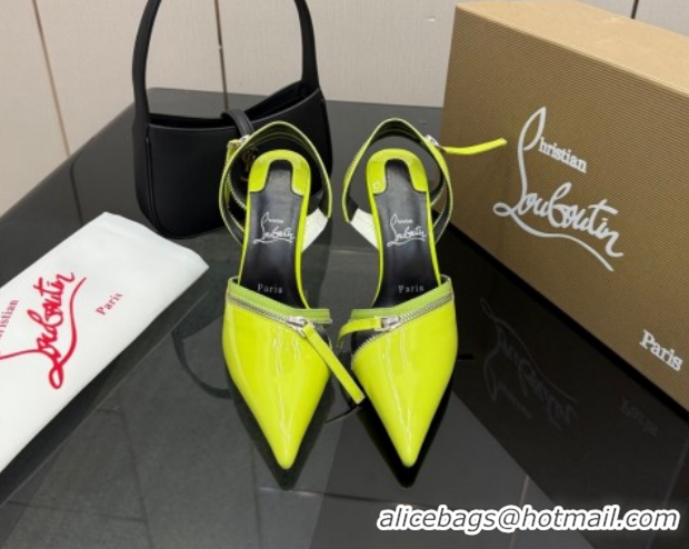 Classic Hot Christian Louboutin Zip Heel Sandals 10.5cm in Patent Leather Neon Green CL120901 2026