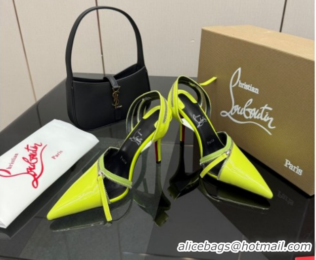 Classic Hot Christian Louboutin Zip Heel Sandals 10.5cm in Patent Leather Neon Green CL120901 2026